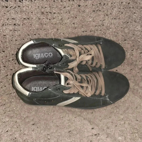 IGI&CO-Italy-Mid-Top Oiled Suede Sneakers-Side Zip-Distressed-Sz 43-Near Mint - Picture 6 of 8